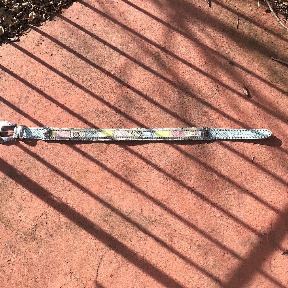 SALE!  Leather Vintage Happy Trails Bling Belt